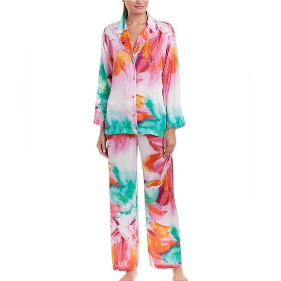Natori Floral Satin Pajama Set Size Large | Excellent Condition - Picture 1 of 6